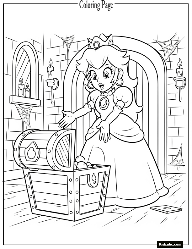 Princess Peach finding treasure chest