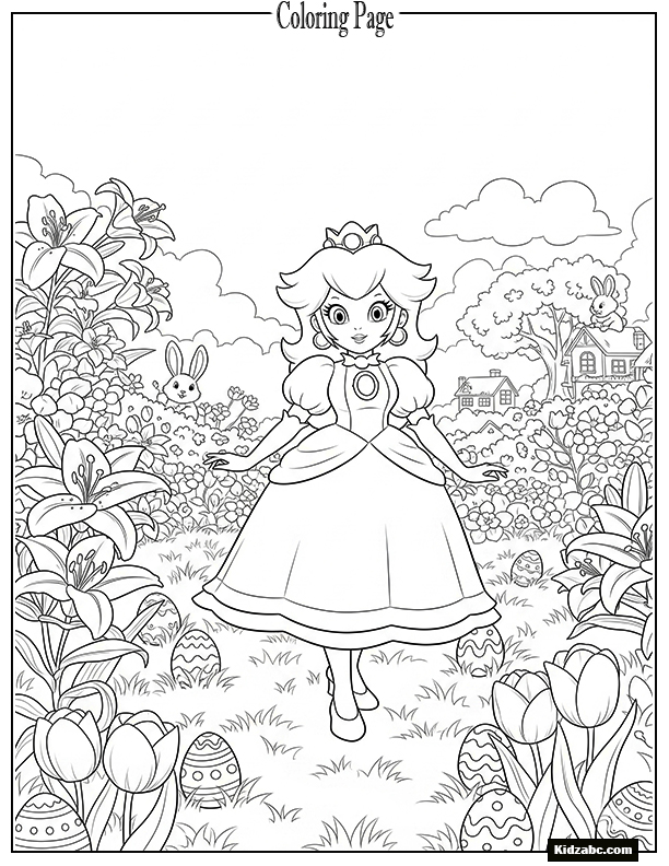 Princess Peach in Easter garden