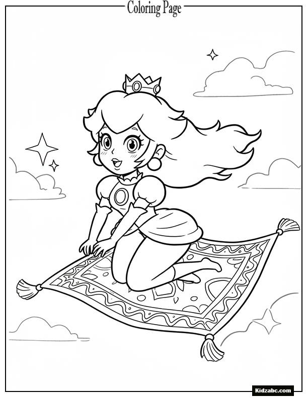 Princess Peach on flying carpet