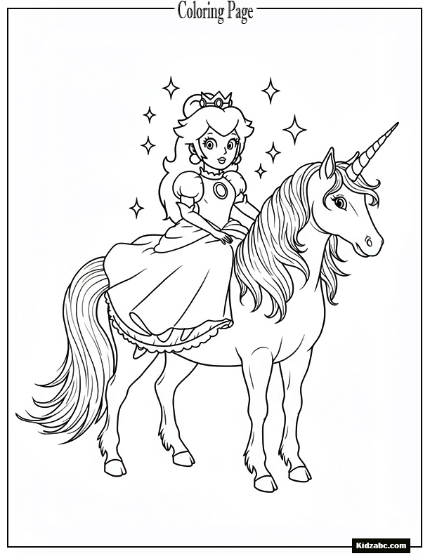 Princess Peach riding a unicorn