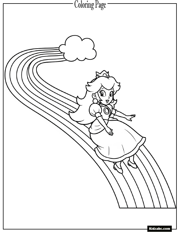 Princess Peach sliding down rainbow