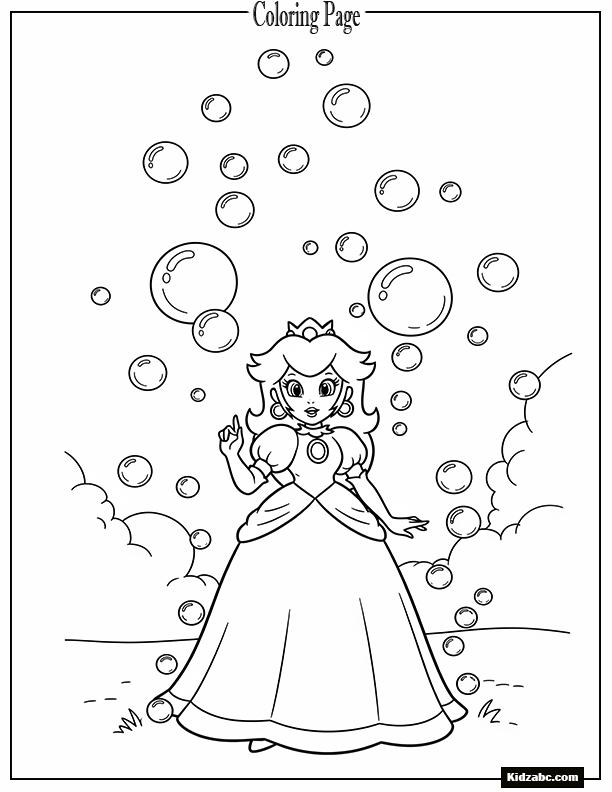 Princess Peach surrounded by bubbles
