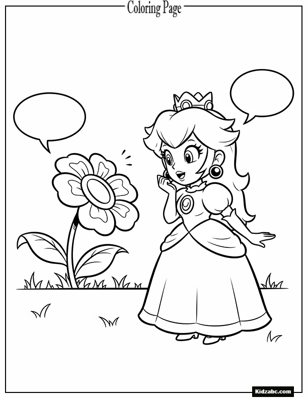Princess Peach talking to a flower