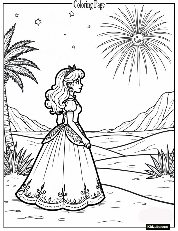 Princess Peach watching fireworks