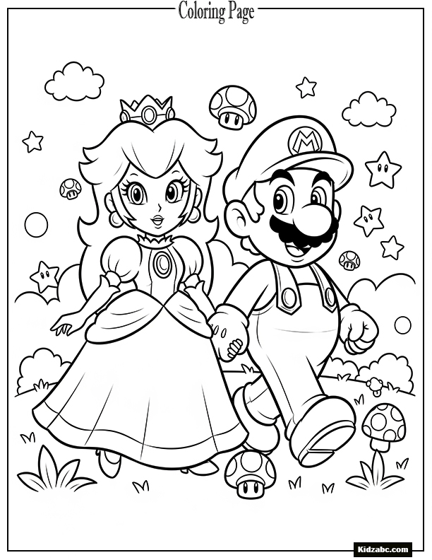 Princess Peach with Mario, hand in hand
