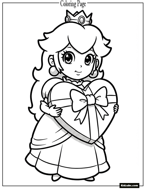 Princess Peach with heart-shaped gift
