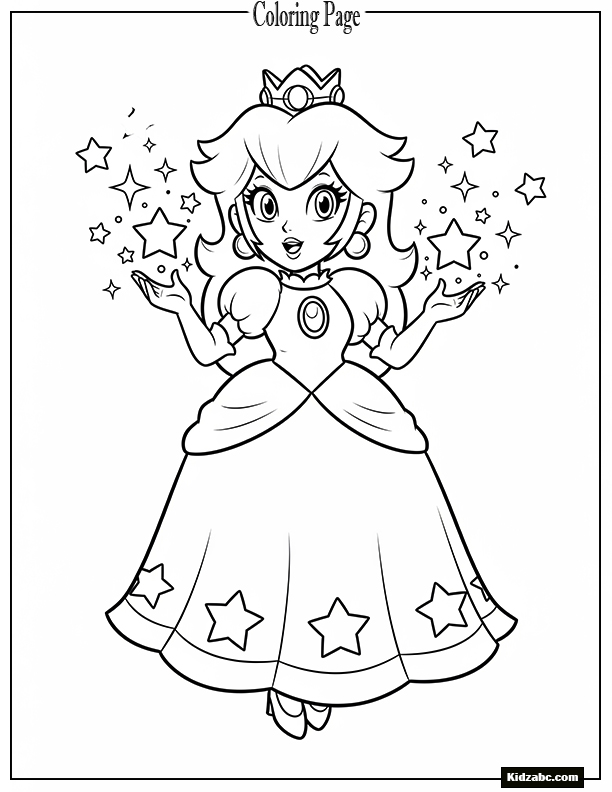Princess Peach with magical stars