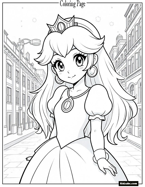 Princess Peach with snowflakes around