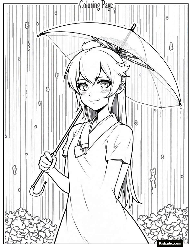 Princess Peach with umbrella in rain