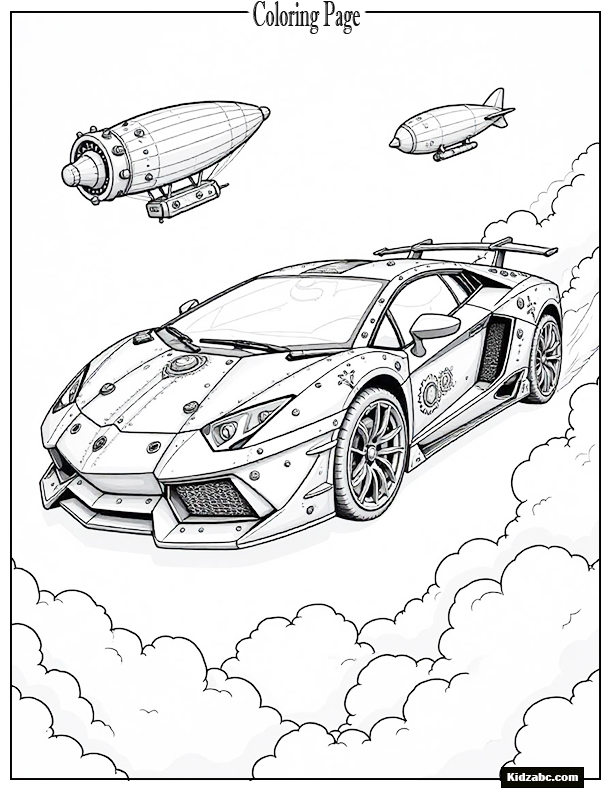 Steampunk Lamborghini with gears and brass textures