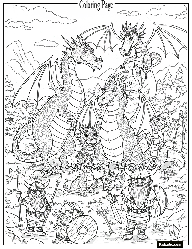 The entire dragon family posing for a Viking photo shoot