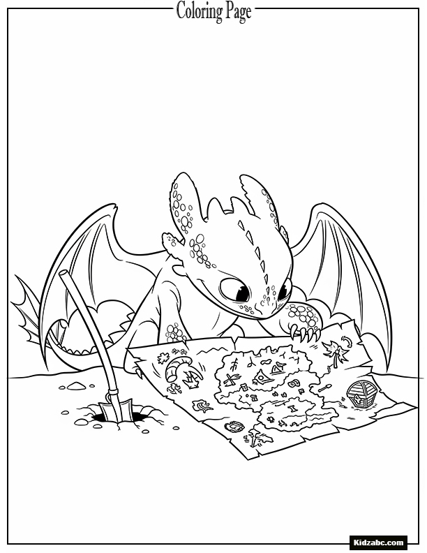 Toothless digging for treasure with a map
