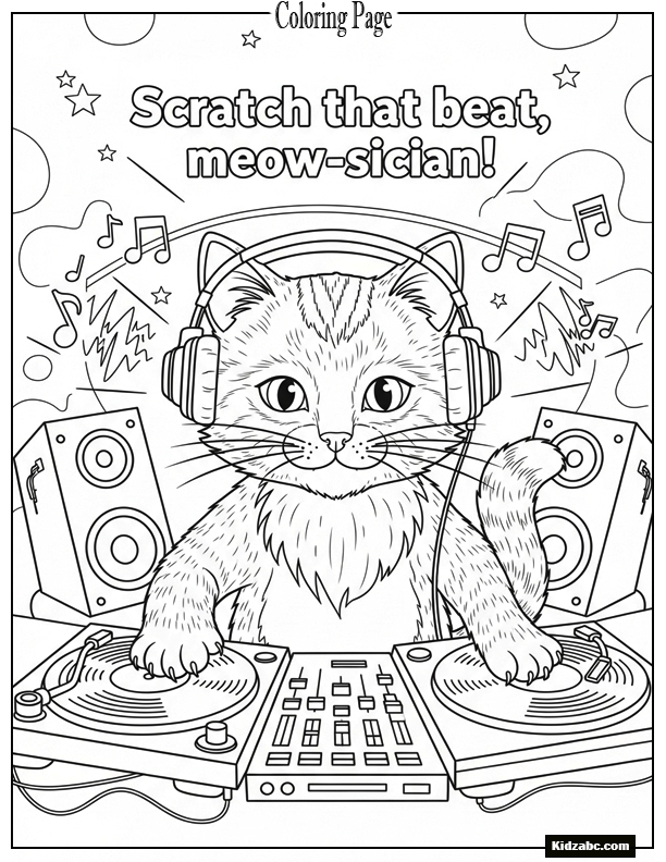 A DJ cat spinning records