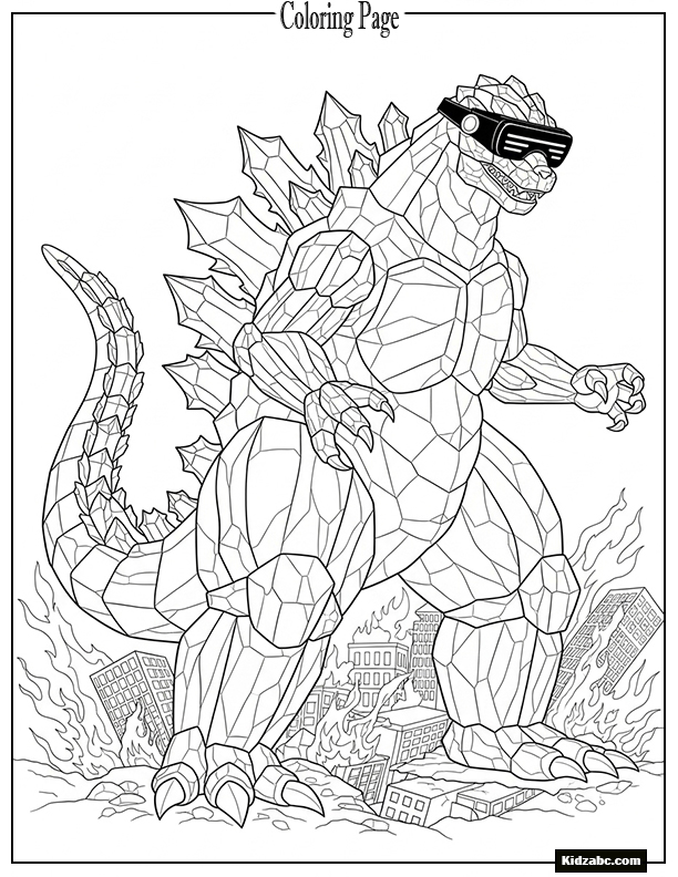 A Godzilla-like monster made entirely of crystals