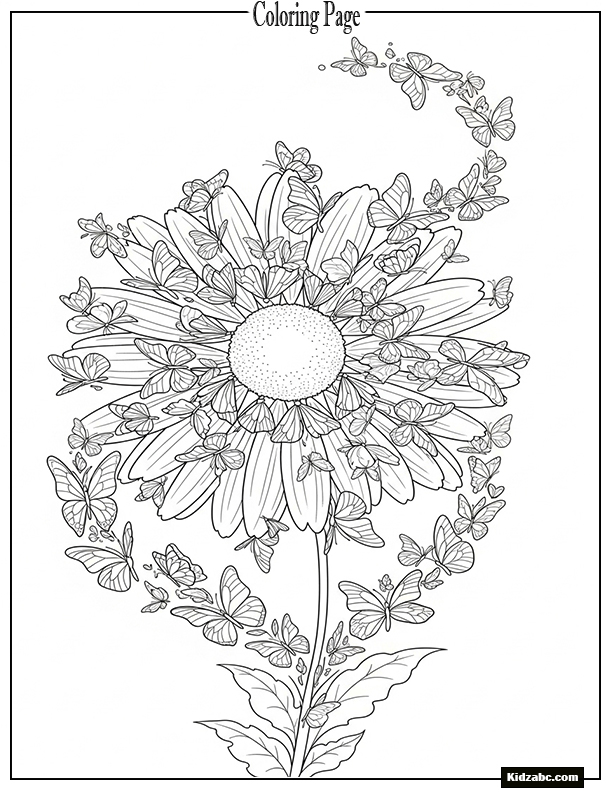 A butterfly trail forming into a daisy shape