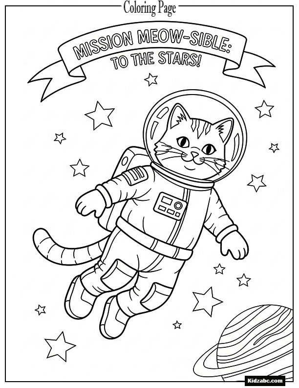 A cat astronaut floating in space