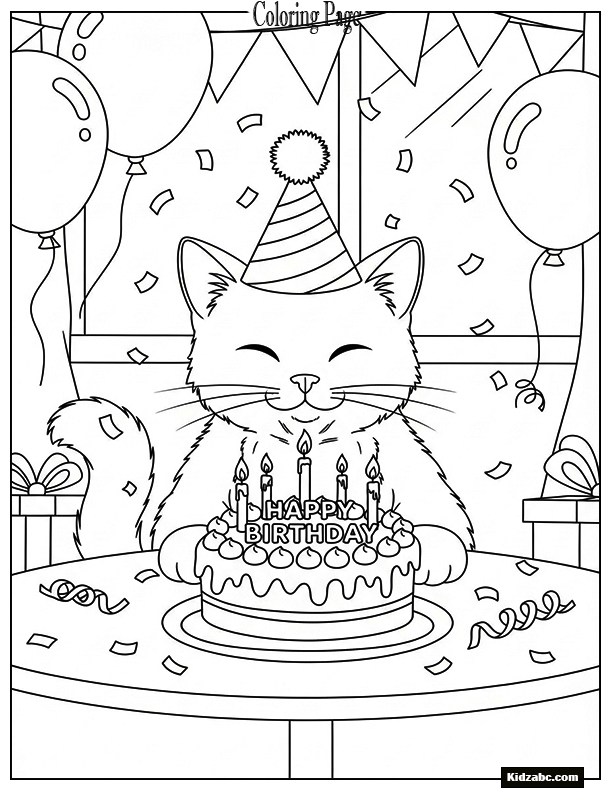A cat blowing out birthday candles