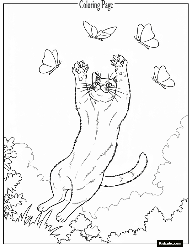 A cat catching butterflies