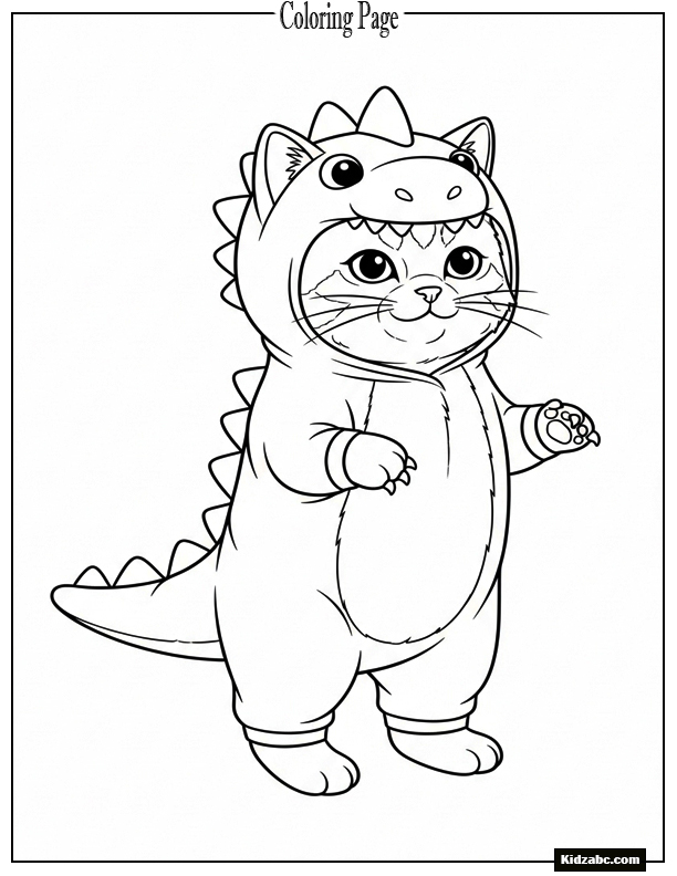 A cat dressed like a dinosaur