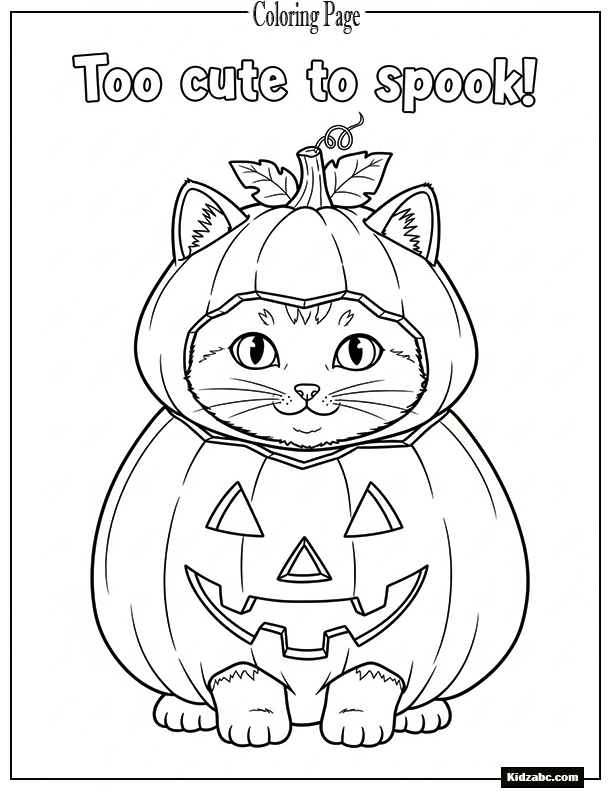 A cat in a pumpkin costume
