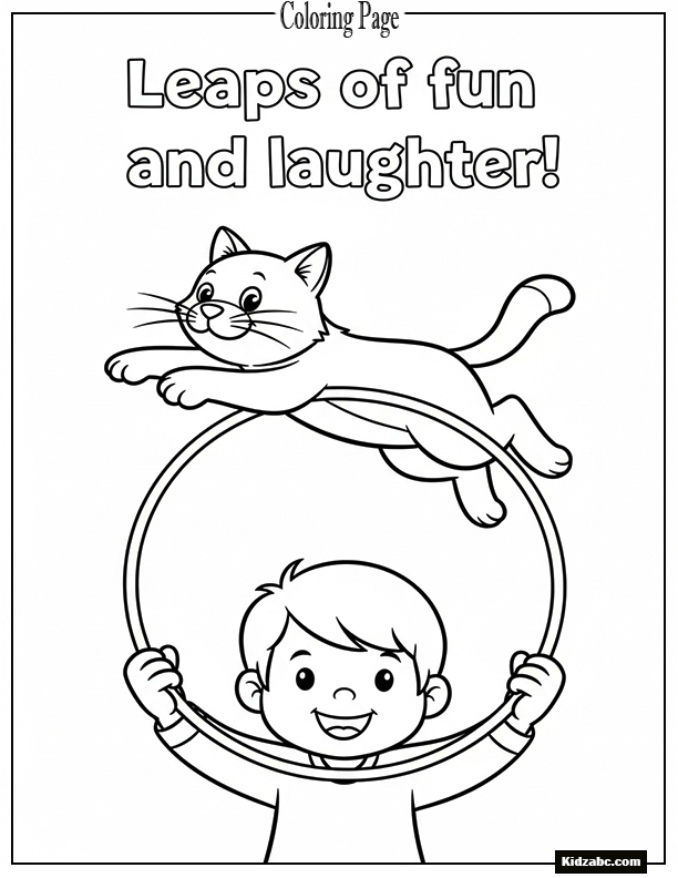 A cat jumping through a hoop