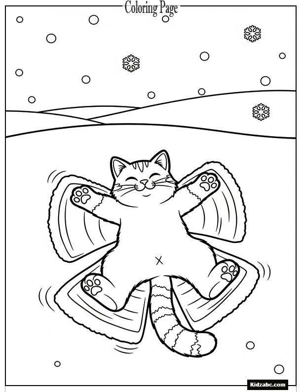 A cat making a snow angel