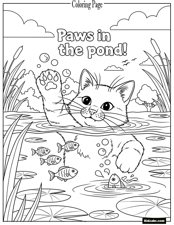 A cat swimming with fish