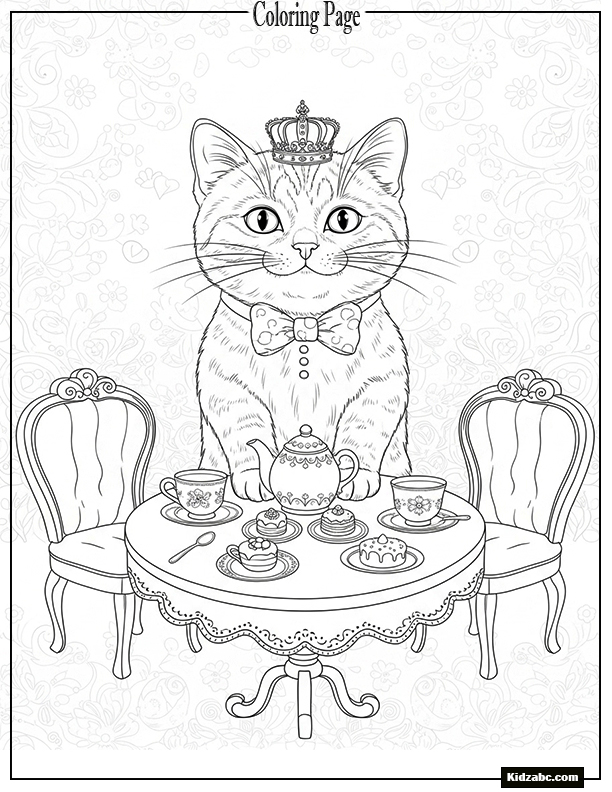 A fancy cat at a tea party