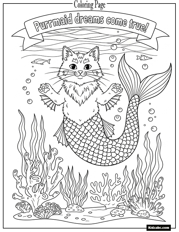 A mermaid cat under the sea