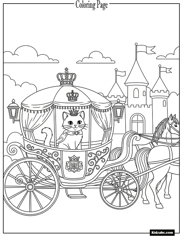 A princess cat in a royal carriage