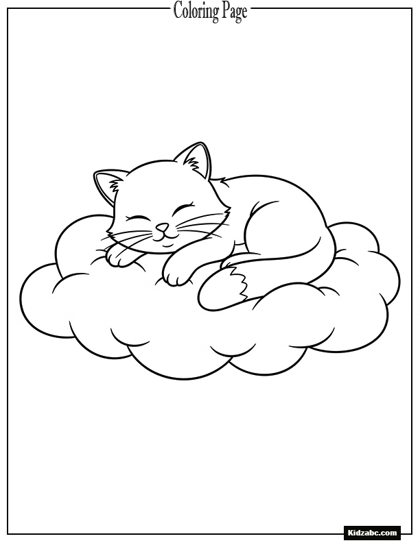 A sleepy cat napping on a cloud