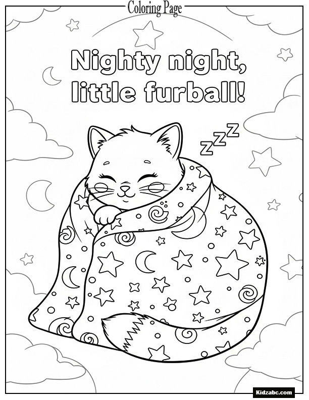 A sleepy cat under a starry blanket