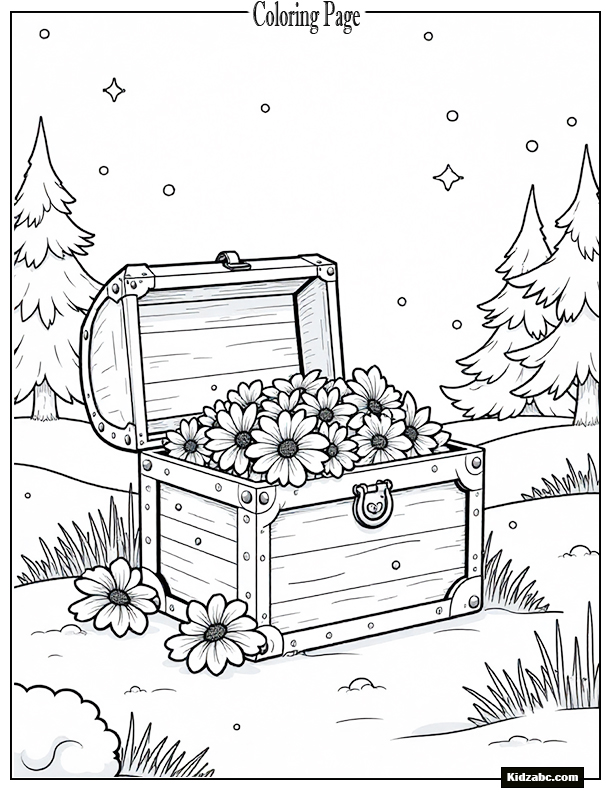 A treasure chest bursting with rare colorful flowers
