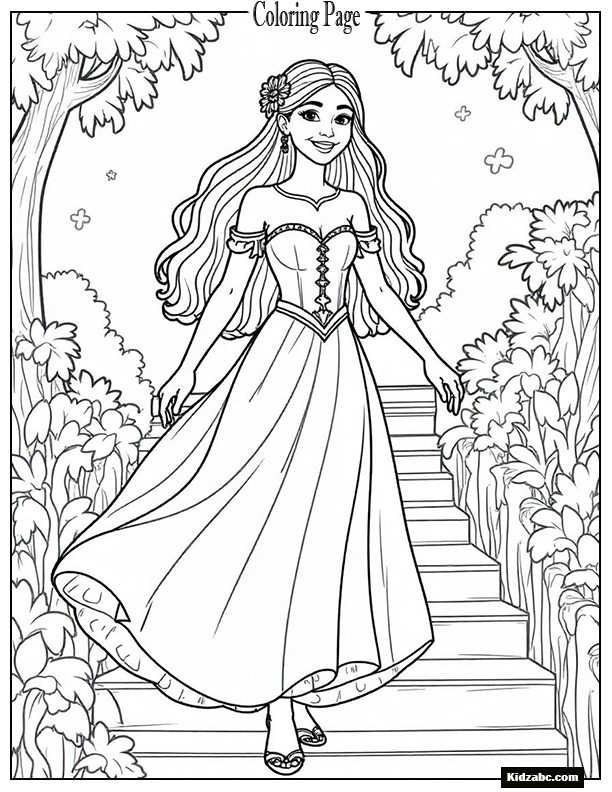 An elegant, full-body outline of Hermione in her beautiful Yule Ball gown
