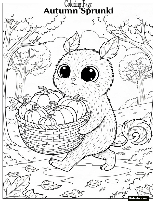 Autumn Sprunki carrying a basket of pumpkins