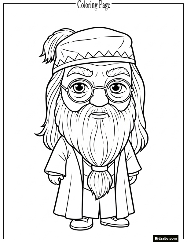 Chibi Albus Dumbledore with long beard, glasses, and twinkling eyes
