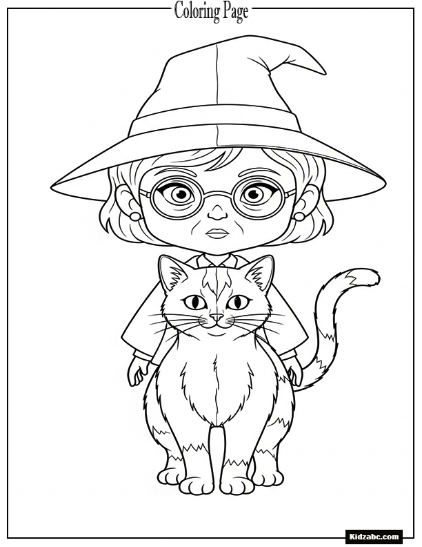 Chibi Professor McGonagall transforming into a cat