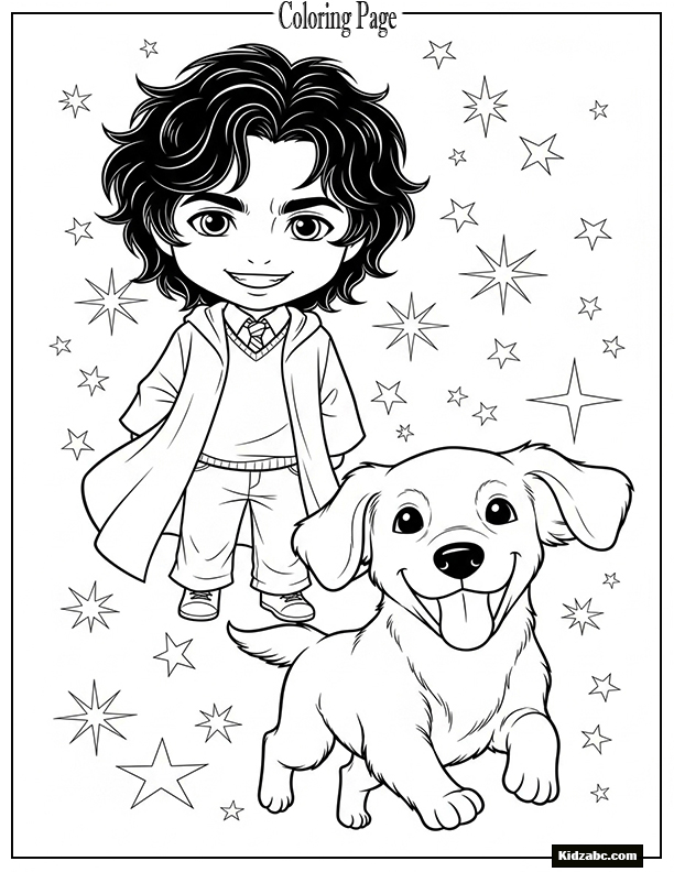 Chibi Sirius Black with stars in the background