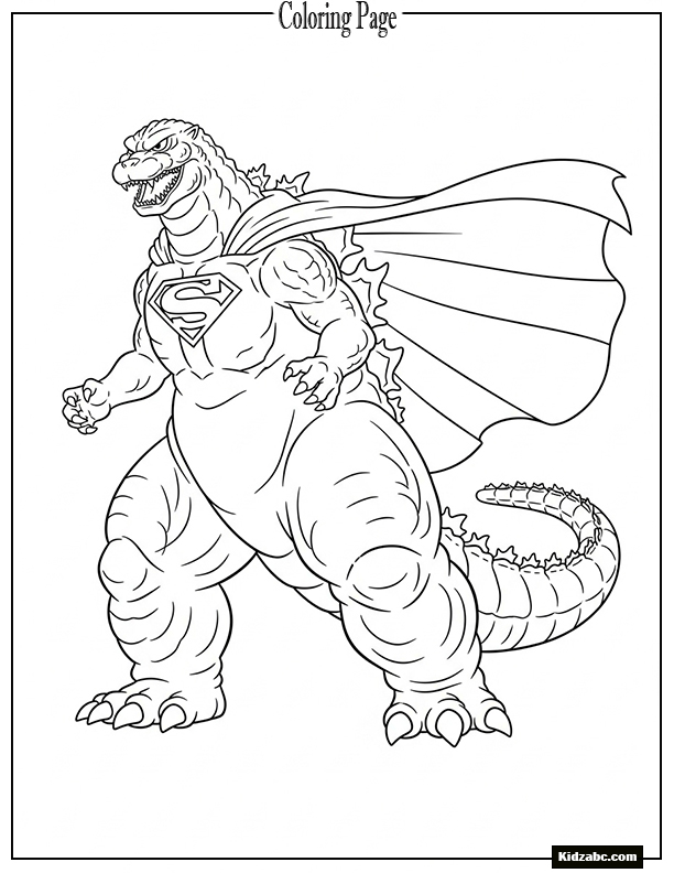 Godzilla with a cape flying like a superhero