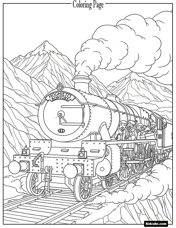 Hogwarts Express steaming through the mountains