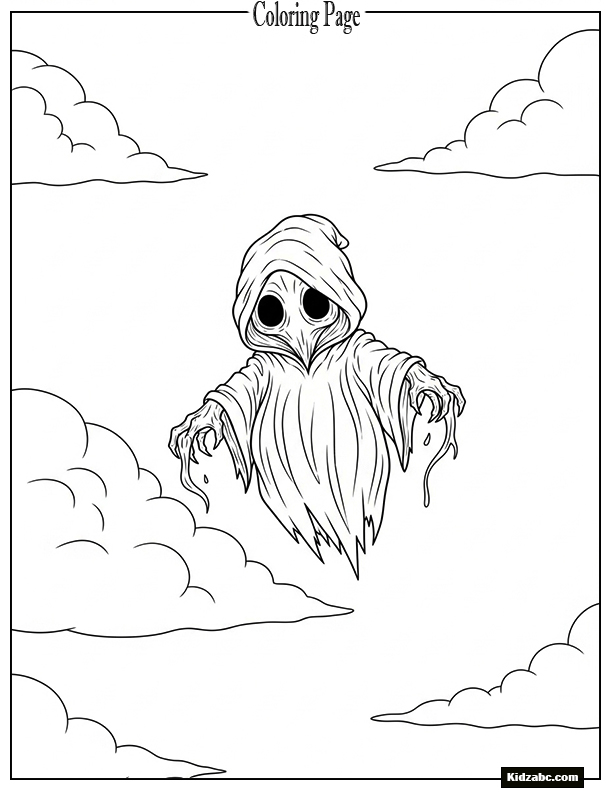 Mini Dementor floating with a puff of cloud