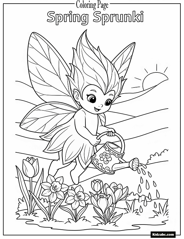 Spring Sprunki watering flowers