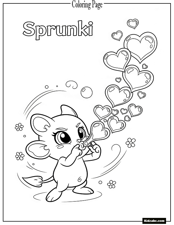 Sprunki blowing heart-shaped bubbles