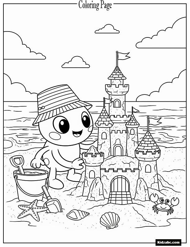Sprunki building a sandcastle at the beach