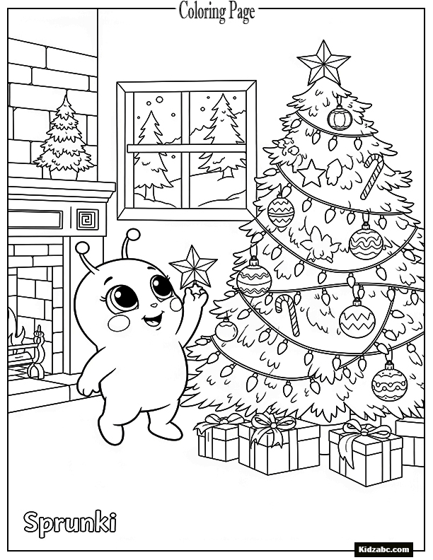 Sprunki decorating a Christmas tree