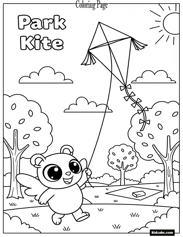 Sprunki flying a paper kite in the park