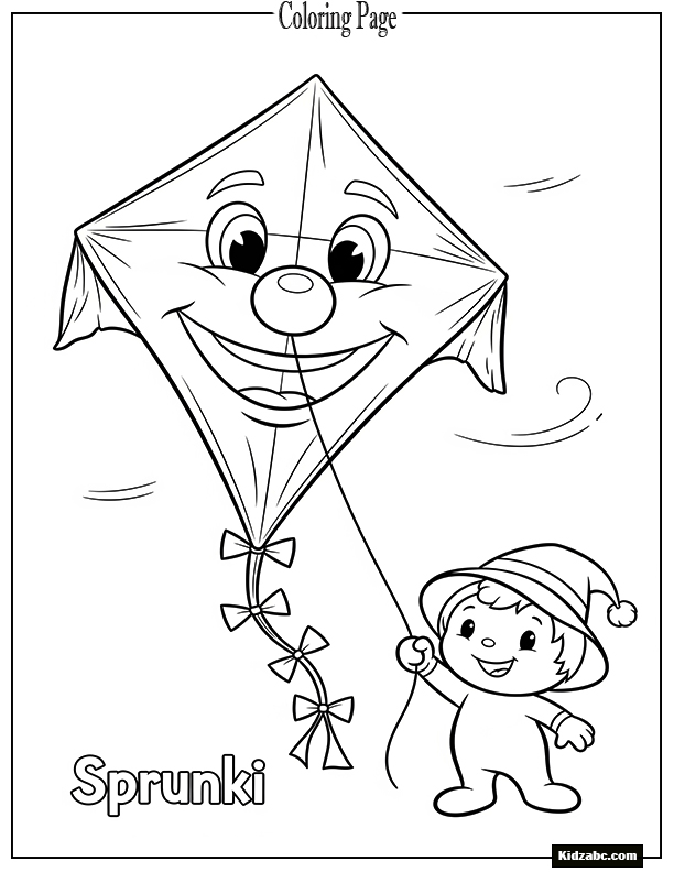 Sprunki holding a kite shaped like a smiling face