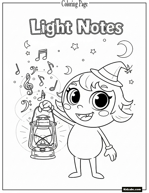 Sprunki holding a lantern glowing with musical symbols