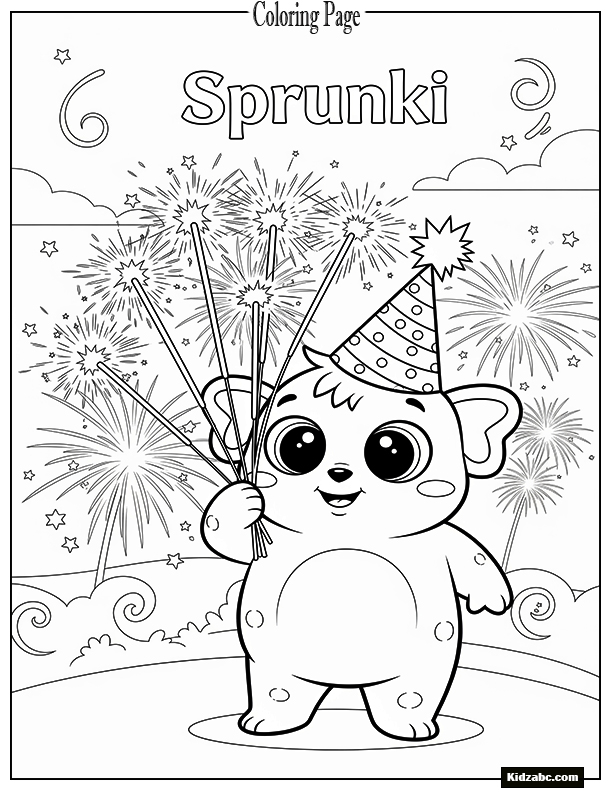 Sprunki holding sparklers for New Year