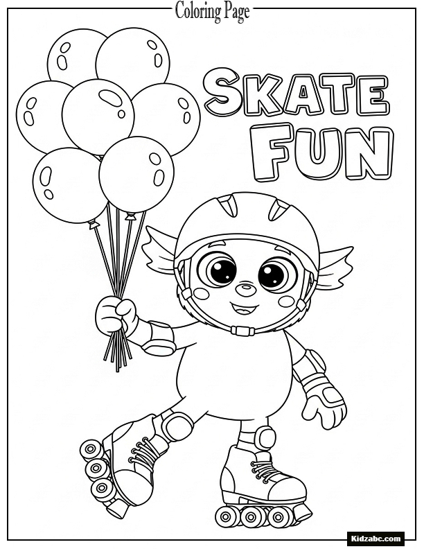 Sprunki in roller skates holding balloons
